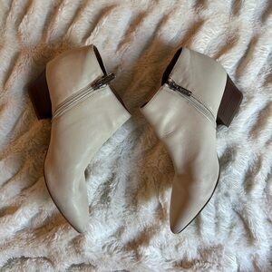 Sarto White Leather Booties